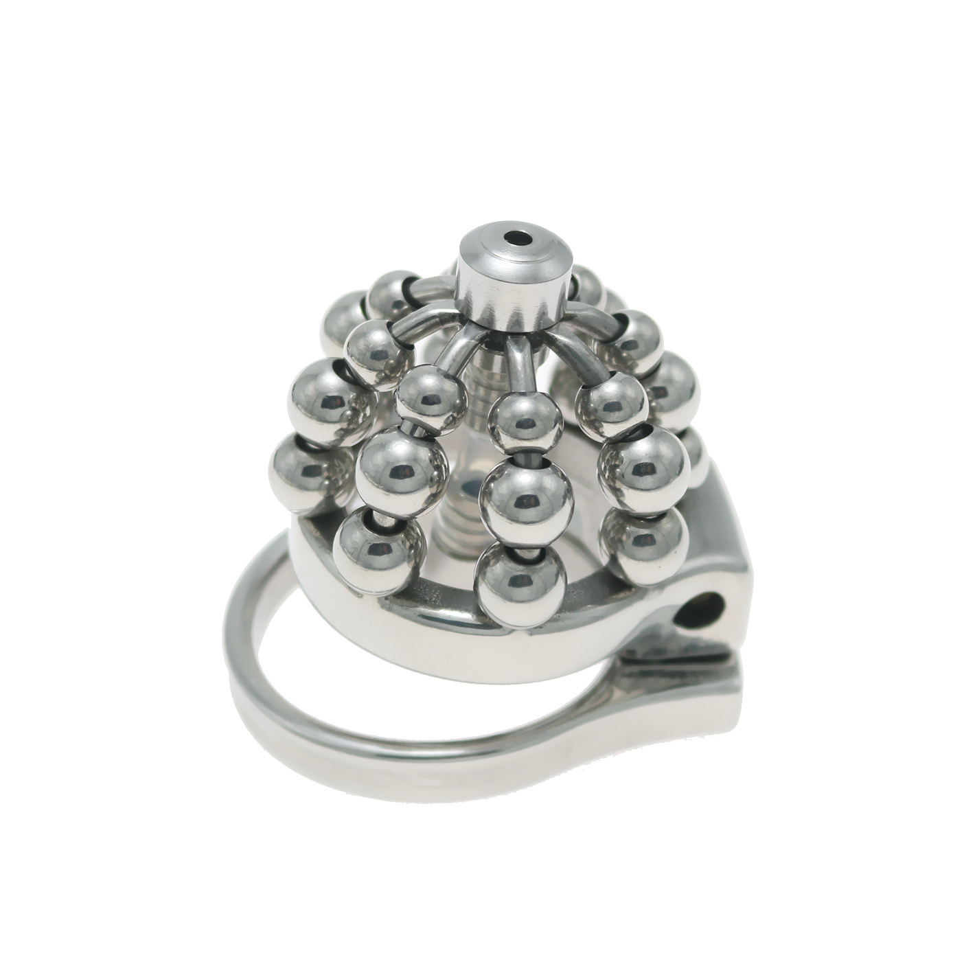 Beaded Metal Chastity Cage with Removable Urethral Catheter Penis Massage Cock Lock