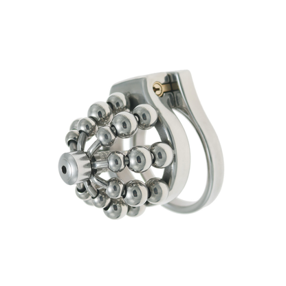 Beaded Metal Chastity Cage with Removable Urethral Catheter Penis Massage Cock Lock