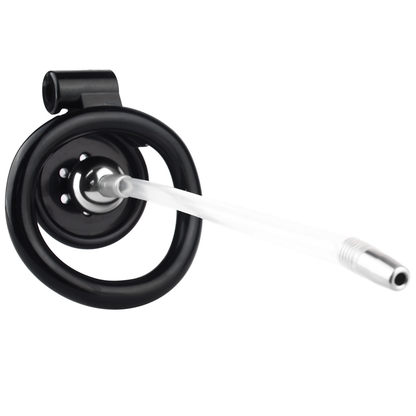 small Inverted Chastity Cage with Removable Steel Ball Plug and Silicone Catheter