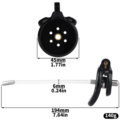 small Inverted Chastity Cage with Removable Steel Ball Plug and Silicone Catheter
