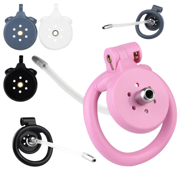 Flat Inverted Cock Cage with Detachable Ball Plug and Soft Catheter ...