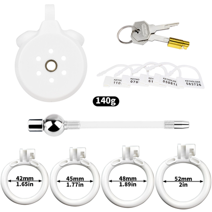 small Inverted Chastity Cage with Removable Steel Ball Plug and Silicone Catheter