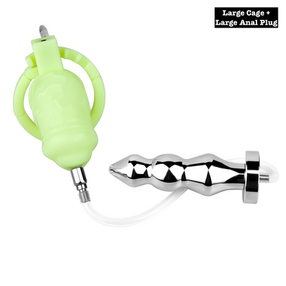 Versatile Resin Chastity Cage with Built-in Adjustable Ring and Detachable Butt Plug