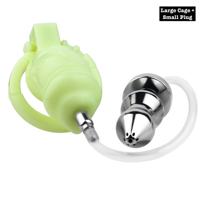 Versatile Resin Chastity Cage with Built-in Adjustable Ring and Detachable Butt Plug