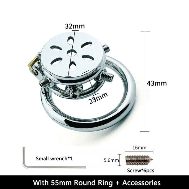 Spiked Flat Chastity Cage with Arc/ Round Ring - SpikedChastity