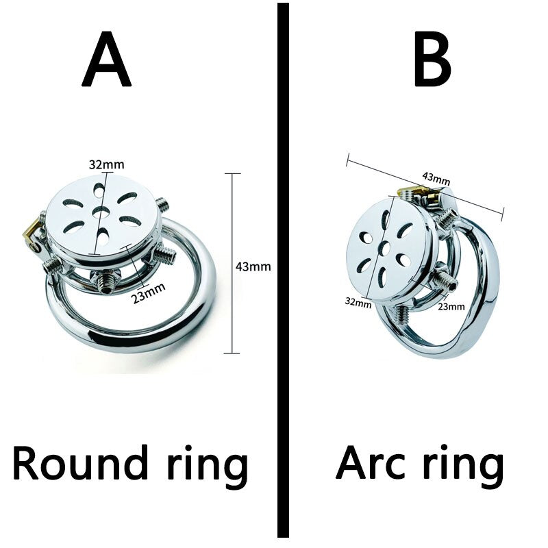 Spiked Flat Chastity Cage with Curved Ring and Screws 304 Stainless ...
