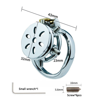 Spiked Flat Chastity Cage with Arc/ Round Ring - SpikedChastity