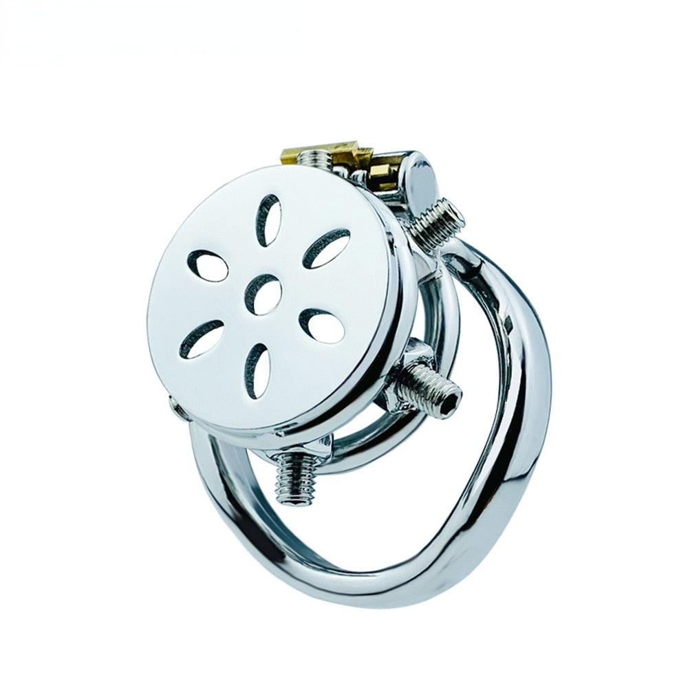 Spiked Flat Chastity Cage with Arc/ Round Ring - SpikedChastity