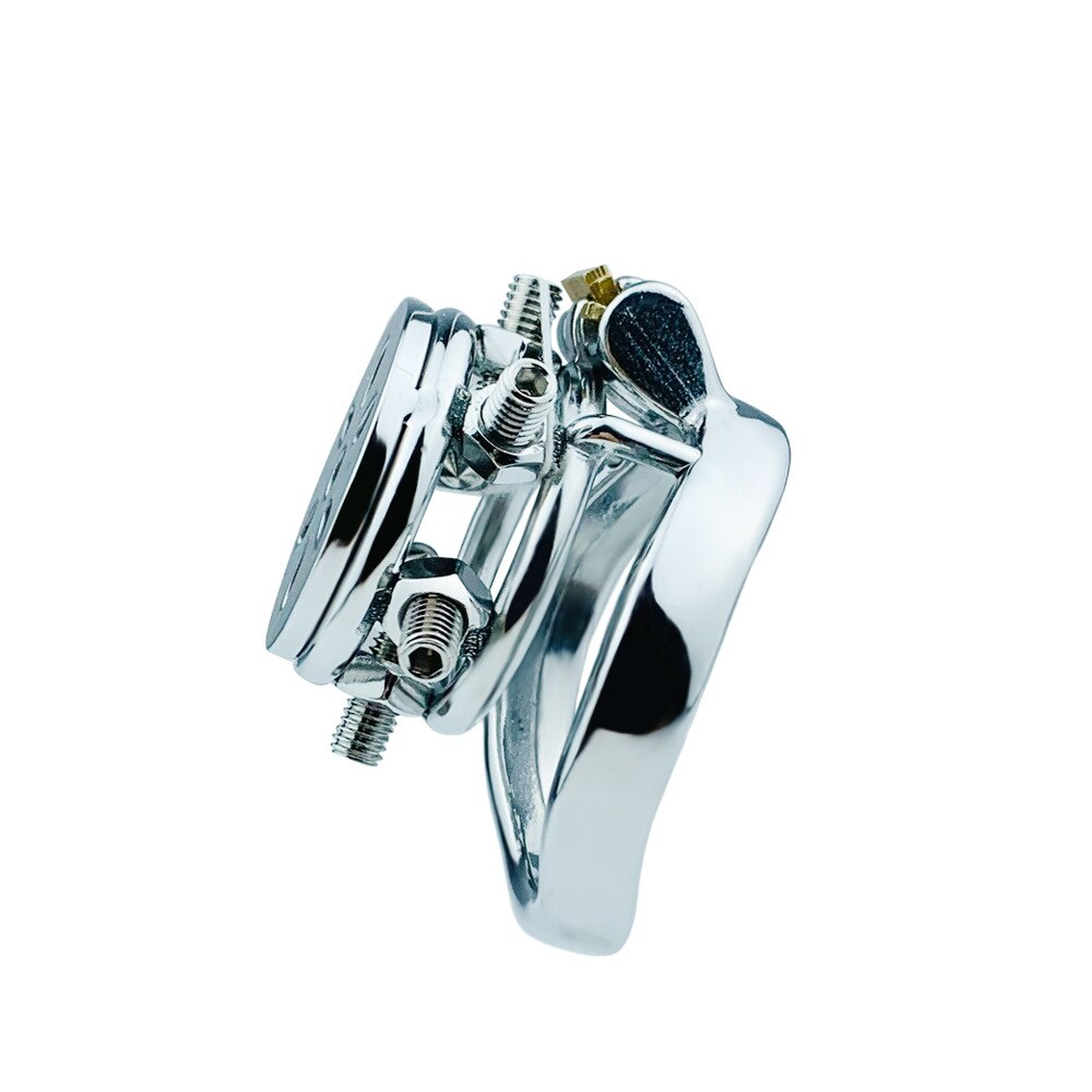 Spiked Flat Chastity Cage with Arc/ Round Ring - SpikedChastity