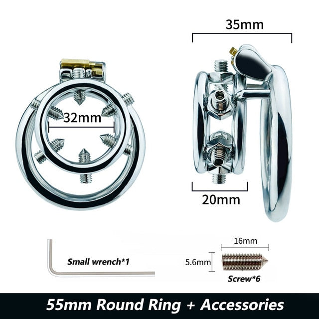 Spiked Flat Chastity Penis Ring Cage - SpikedChastity