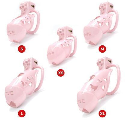 Pink Slave Chastity Cage with Skull Design - SpikedChastity