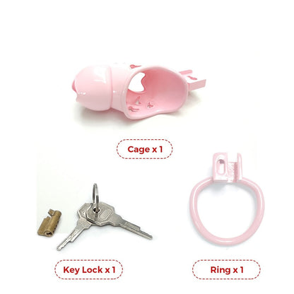 Pink Slave Chastity Cage with Skull Design - SpikedChastity