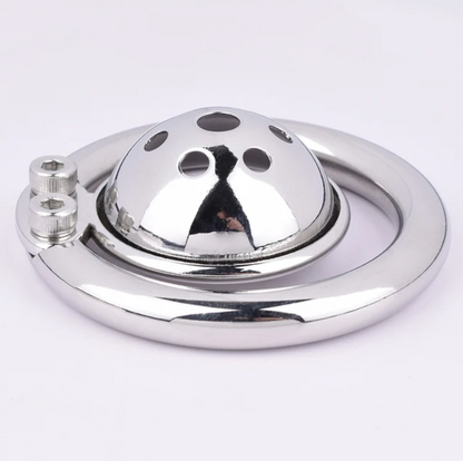 Small Metal Chastity Cage with Catheter - SpikedChastity