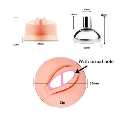 Vagina Shape Sissy Metal Chastity Cage with Urinal Hole - InvertedChastity