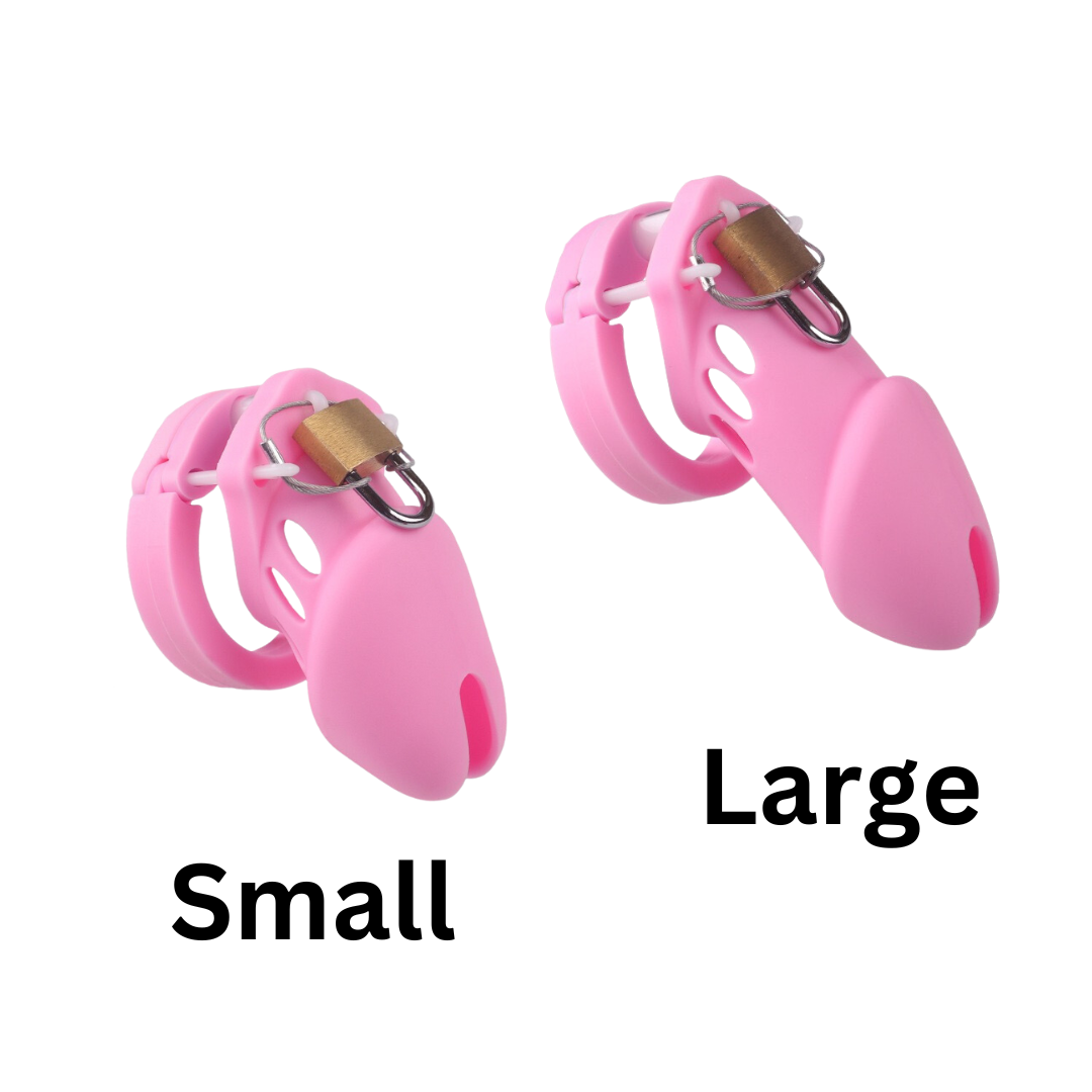 Soft Silicone Chastity Cage Set with 5 Penis Rings - SpikedChastity