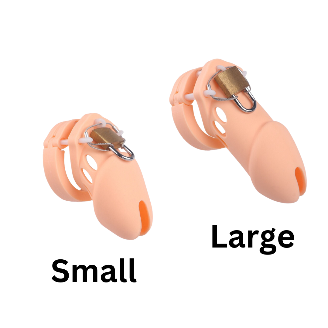 Soft Silicone Chastity Cage Set with 5 Penis Rings - SpikedChastity