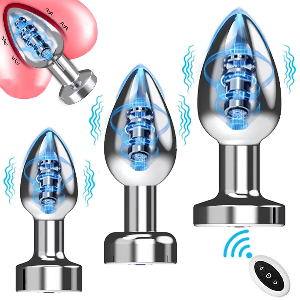 7 Speed Metal Vibrating Anal Plug Remote Control Butt Plug USB Quick ...