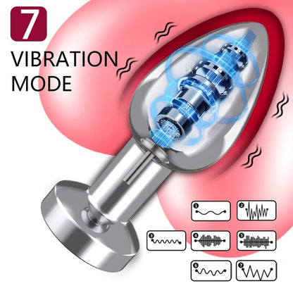 7 Speed Metal Vibrating Anal Plug - SpikedChastity