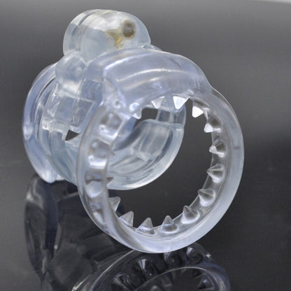 Natural Resin Chastity Cage with Spiked Ring - SpikedChastity