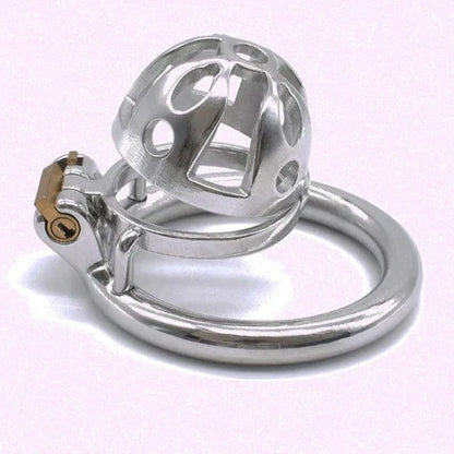 Small Metal Chastity Cage For Men in 3 Sizes with Adjustable PU Strap