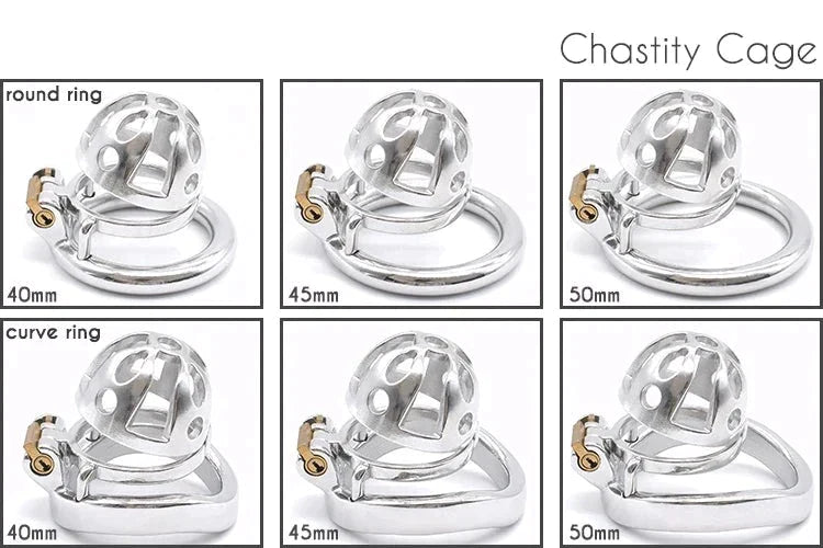 Small Metal Chastity Cage For Men in 3 Sizes with Adjustable PU Strap