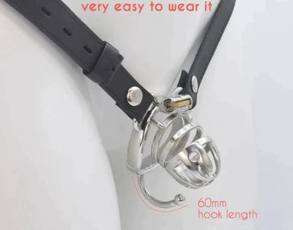 Small Metal Chastity Cage For Men in 3 Sizes with Adjustable PU Strap