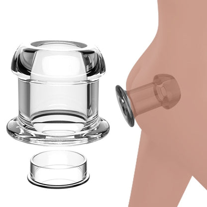 Gray Transparent Hollow Butt Plug with Stopper - SpikedChastity