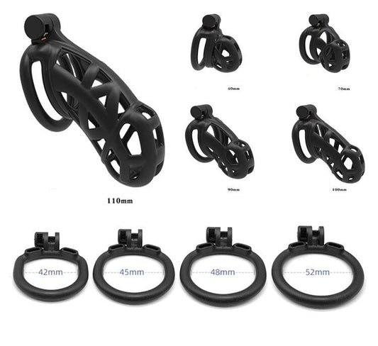 3D Printed Black Chastity Cage For Men - SpikedChastity