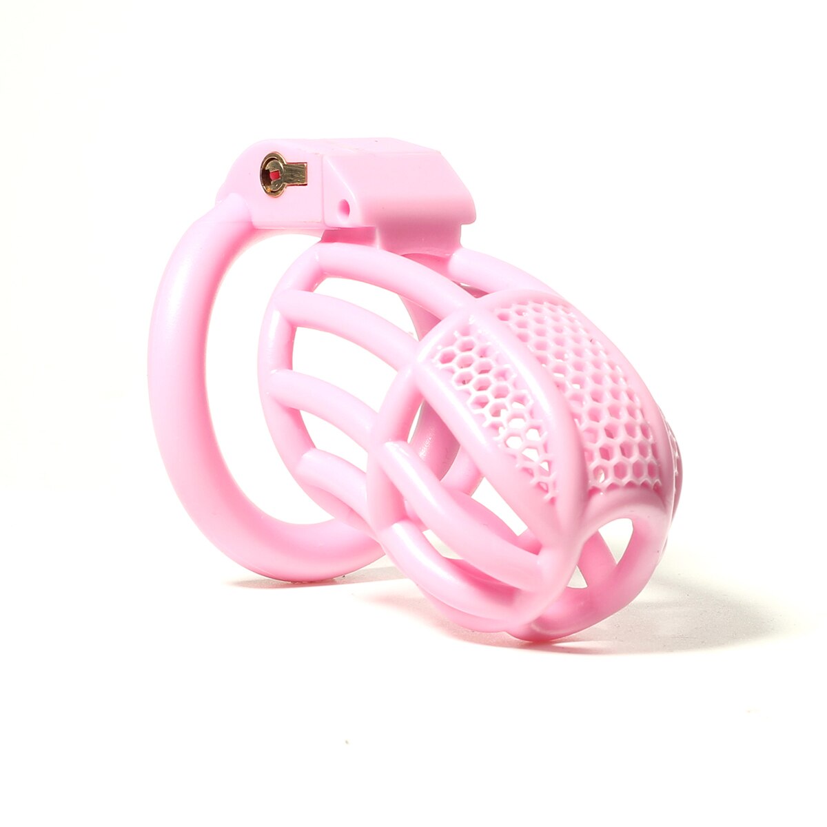 Small Chastity Cage Set with 4 Rings - Pink/Black/White - SpikedChastity