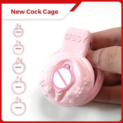 Sissy Pink Chastity Cage in Pussy Shape - SpikedChastity