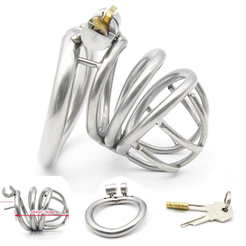 Metal Chastity Cage For Men with Invisible Lock Key - SpikedChastity