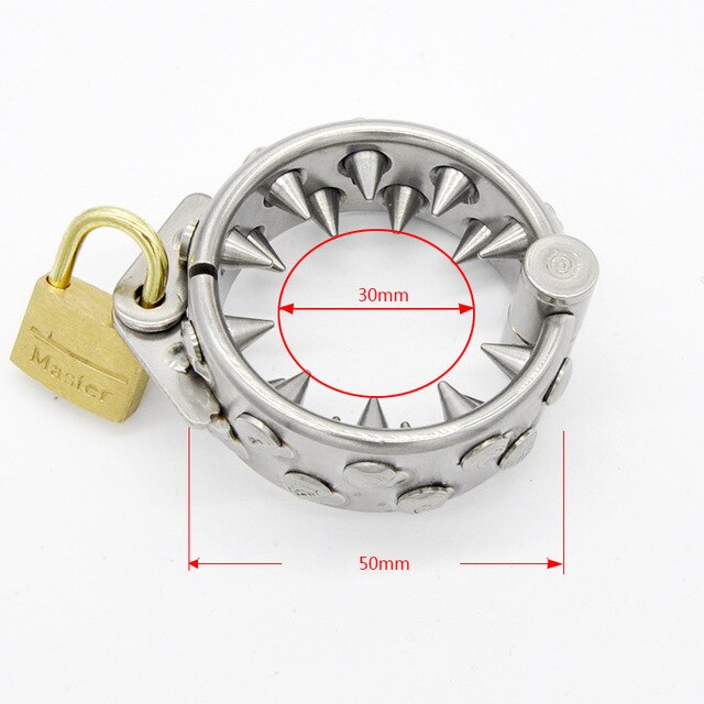 Spiked Chastity Cage Male Stainless Steel Metal Cock Ring - SpikedChastity