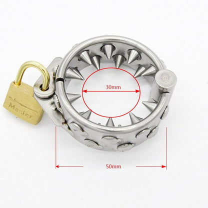 Spiked Chastity Cage Male Stainless Steel Metal Cock Ring - SpikedChastity