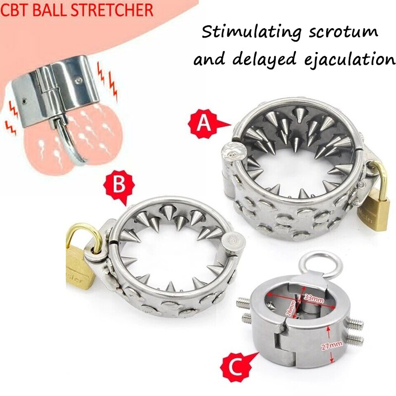 Spiked Chastity Cage Male Stainless Steel Metal Cock Ring - SpikedChastity