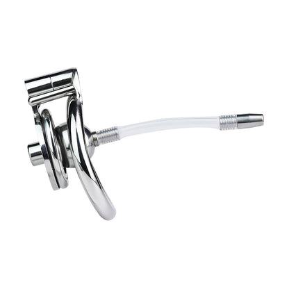 Micro Negative Inverted Flat Chastity Cage with Silicone Urethral Catheter and Strap