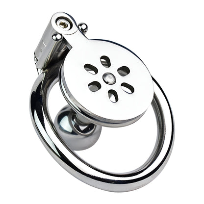 Flat Inverted Chastity Cage with Metal Ball Cylinder Negative Cock Cage For Men