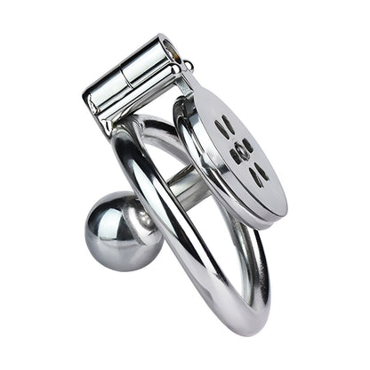 Flat Inverted Chastity Cage with Metal Ball Cylinder Negative Cock Cage For Men