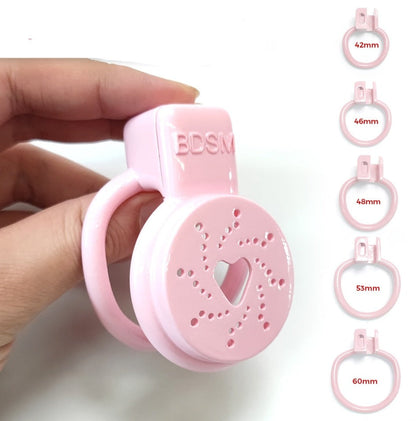 Pink Flat Chastity Cage For Sissy BDSM Play - SpikedChastity