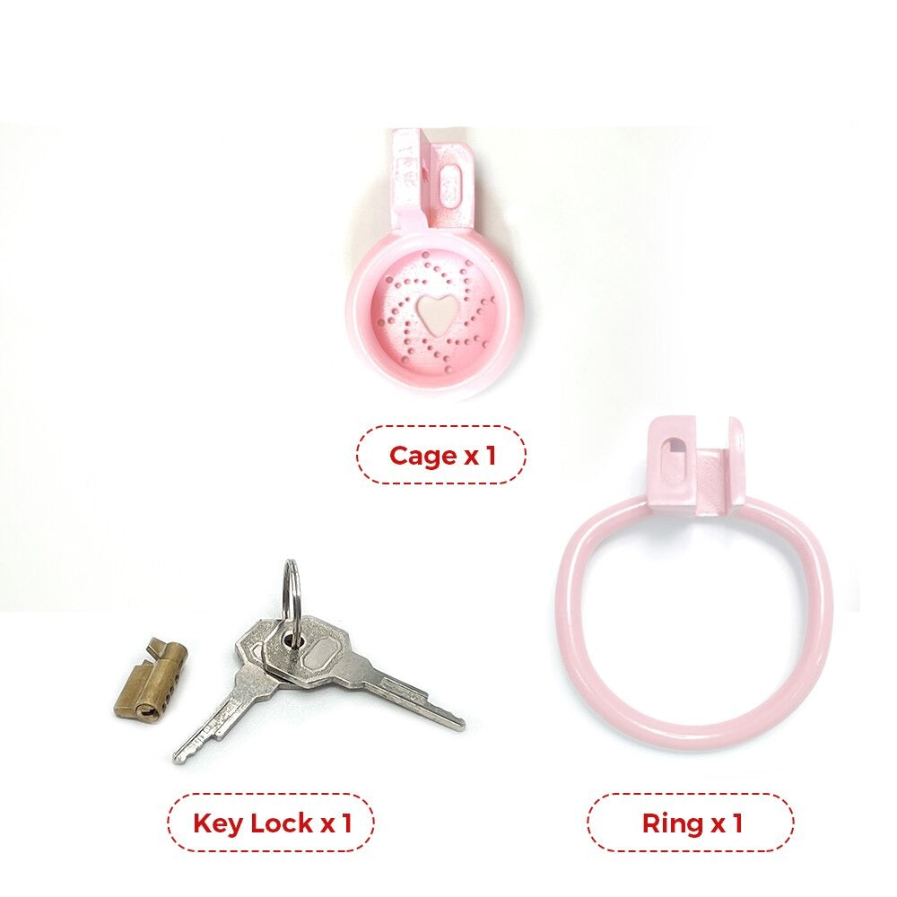 Pink Flat Chastity Cage For Sissy BDSM Play - SpikedChastity