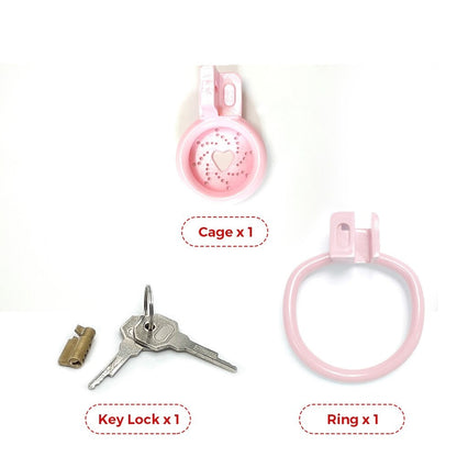 Pink Flat Chastity Cage For Sissy BDSM Play - SpikedChastity