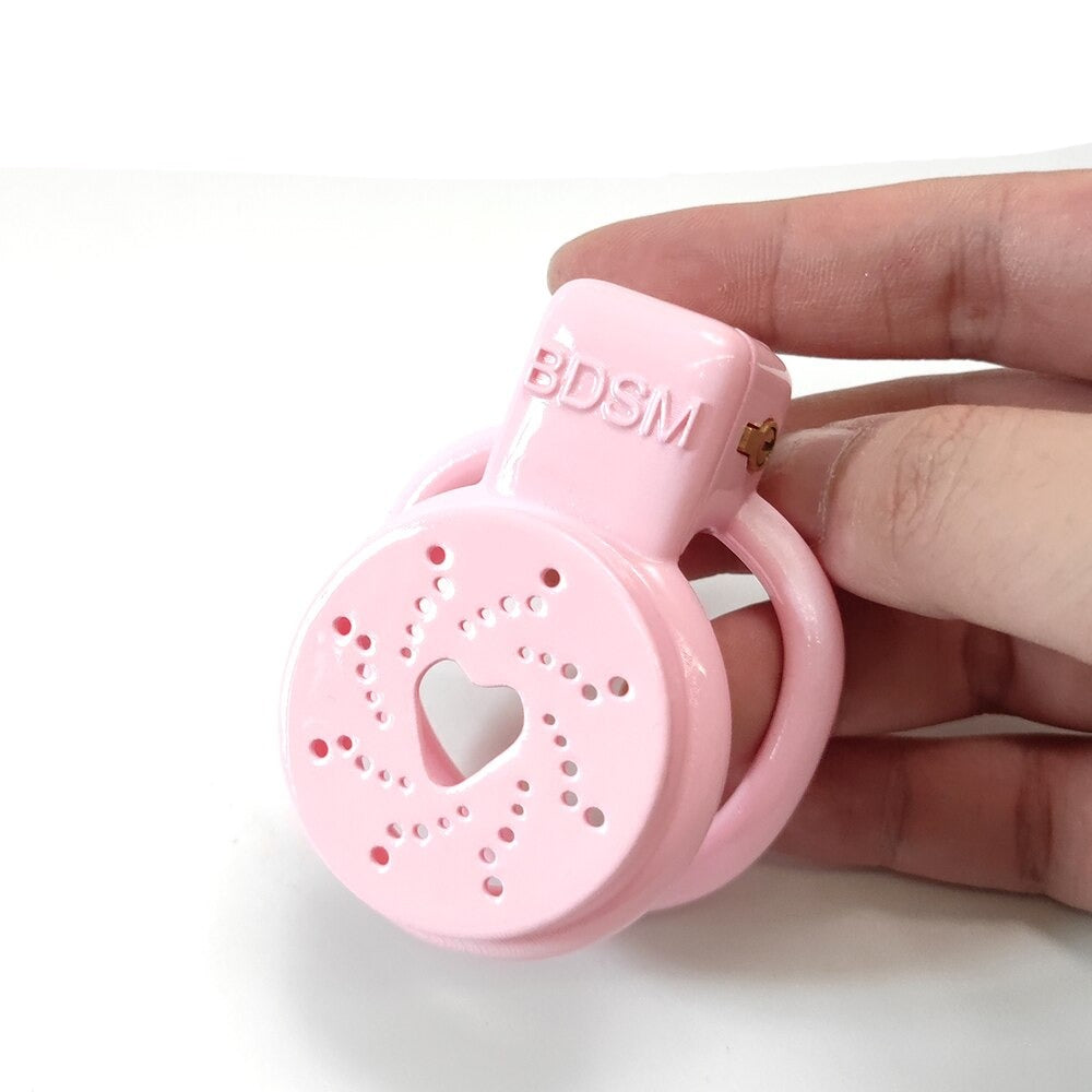 Pink Flat Chastity Cage For Sissy BDSM Play - SpikedChastity