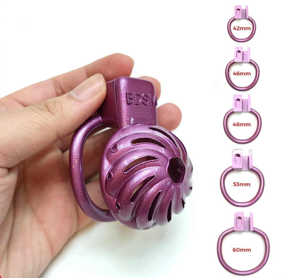 Purple Flower Small Chastity Cage - SpikedChastity