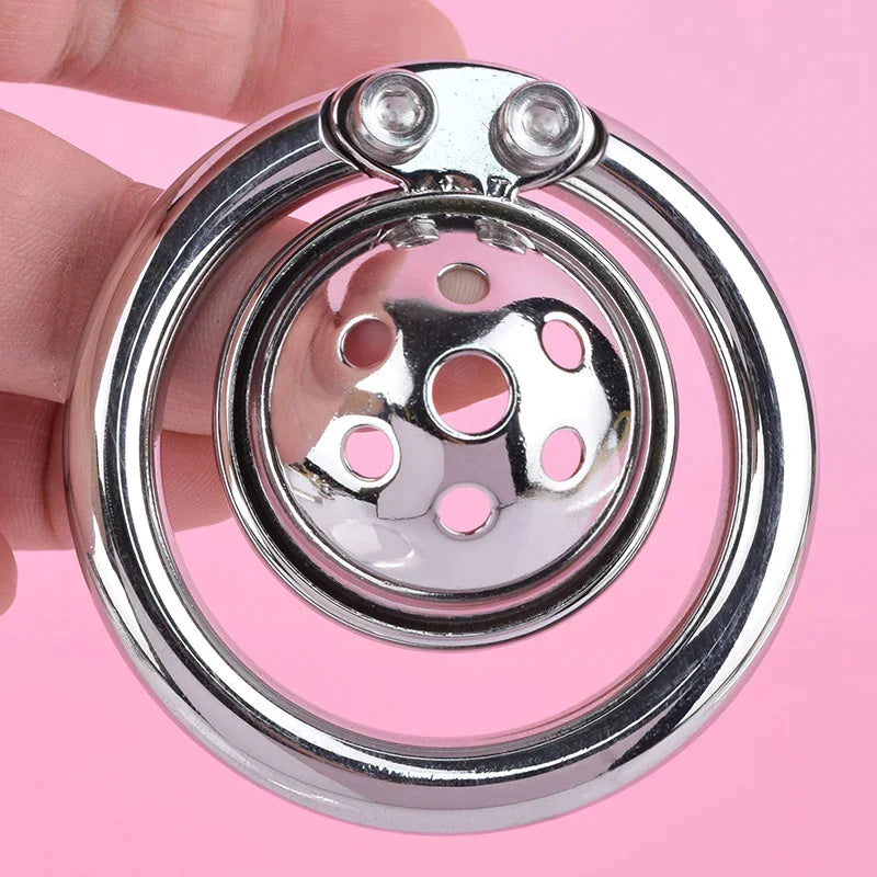 Small Metal Chastity Cage with Catheter - SpikedChastity