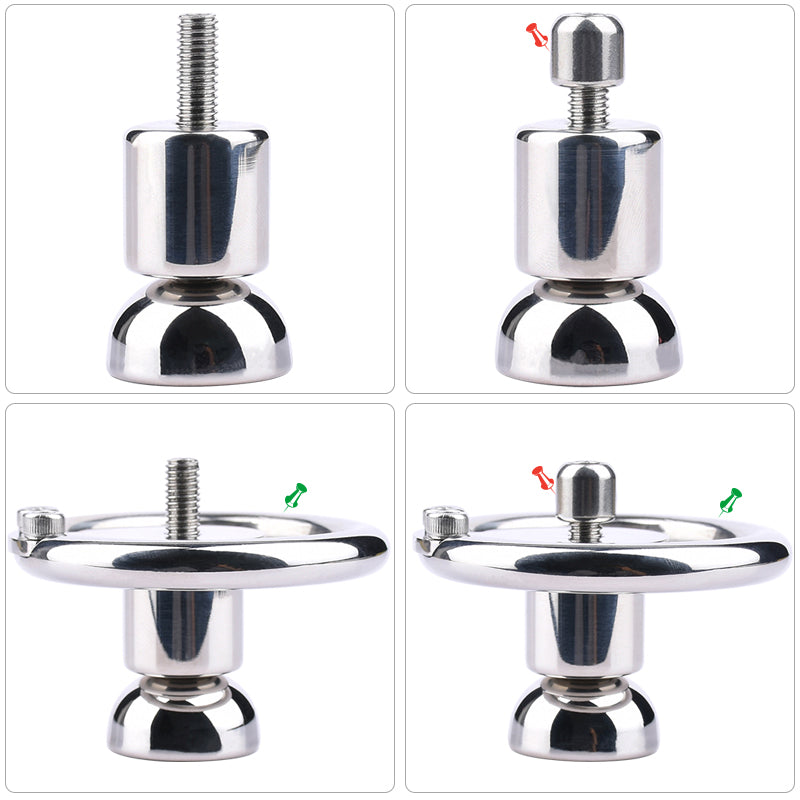 Flat Inverted chastity cage with Strap and Metal Cylinder - SpikedChastity