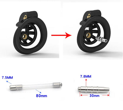 Tiny Negative Chastity Cage with Metal/Silicone Catheter - SpikedChastity