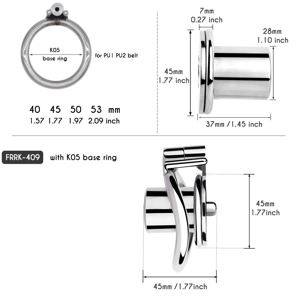 Flat Inverted Chastity Cage with Metal Cylinder and Silicone Catheter - SpikedChastity