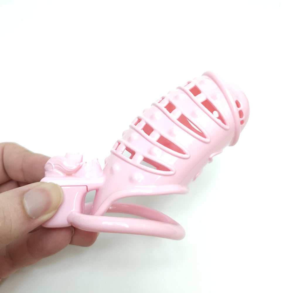 Pink Spiked Clit Chastity Cage from Micro to Large Size - SpikedChastity