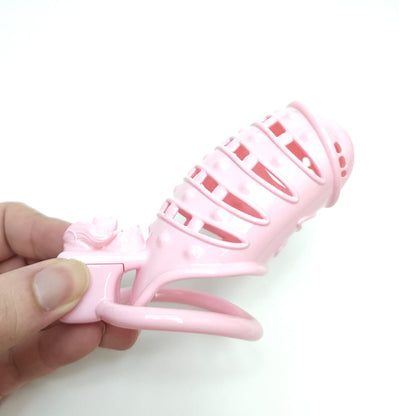 Pink Spiked Clit Chastity Cage from Micro to Large Size - SpikedChastity