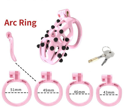 Pink Chastity Cage with Soft Silicone Spikes - SpikedChastity