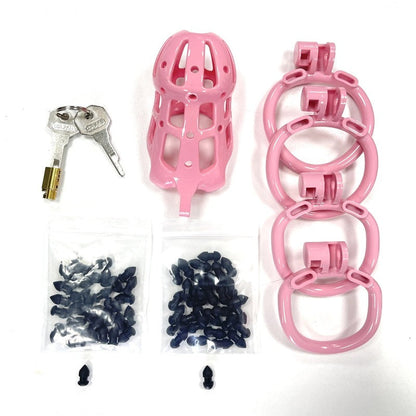 Pink Chastity Cage with Soft Silicone Spikes - SpikedChastity